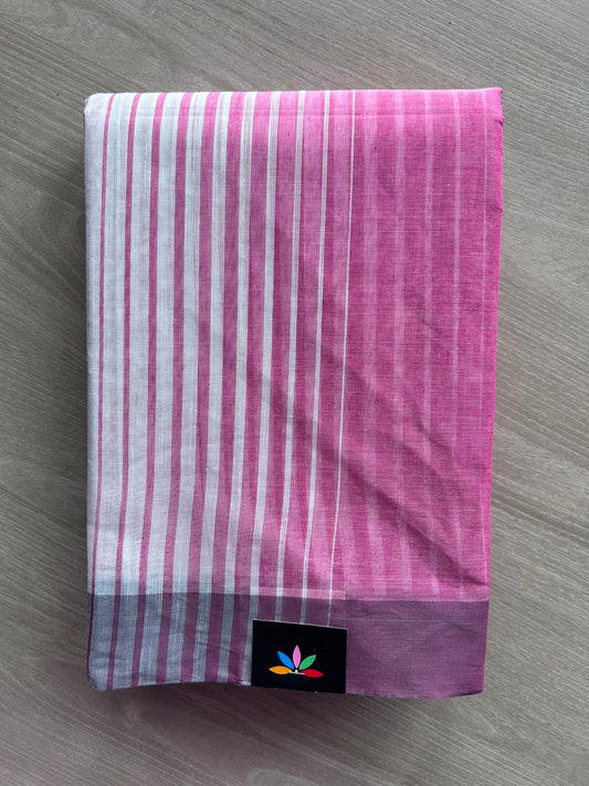 Contrast Striped Cotton Saree - 35351