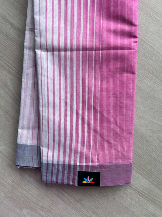 Contrast Striped Cotton Saree - 35351