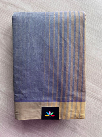 Contrast Striped Cotton Saree - 35352