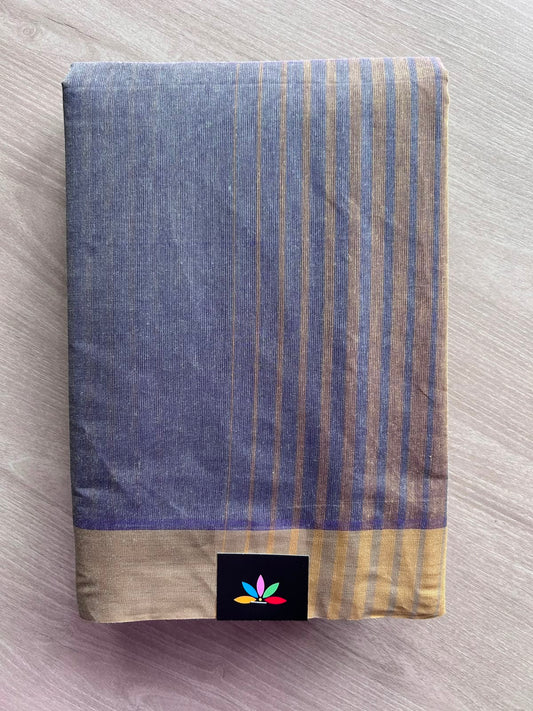 Contrast Striped Cotton Saree - 35352