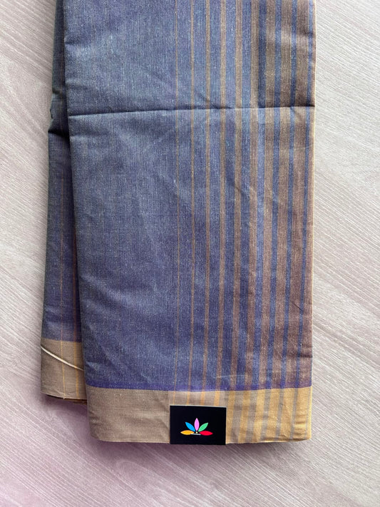 Contrast Striped Cotton Saree - 35352
