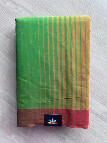 Contrast Striped Cotton Saree - 35354