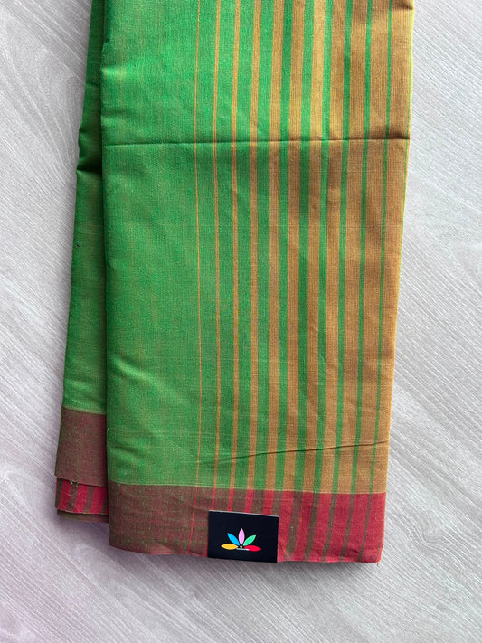 Contrast Striped Cotton Saree - 35354