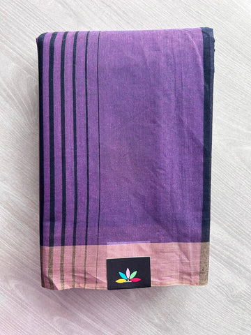 Contrast Striped Cotton Saree - 35355