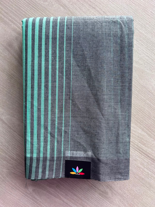 Contrast Striped Cotton Saree - 35356