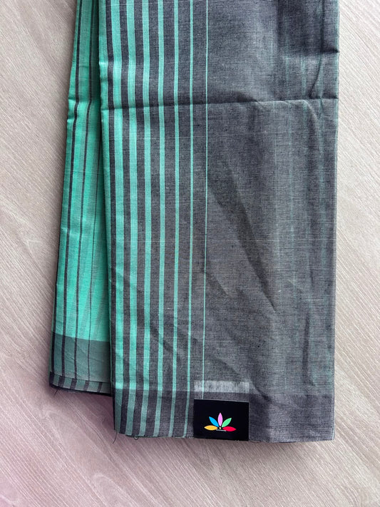 Contrast Striped Cotton Saree - 35356