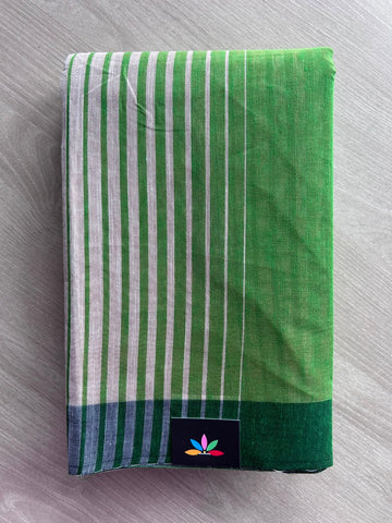 Contrast Striped Cotton Saree - 35358