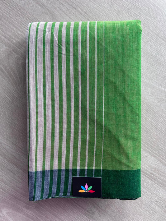 Contrast Striped Cotton Saree - 35358