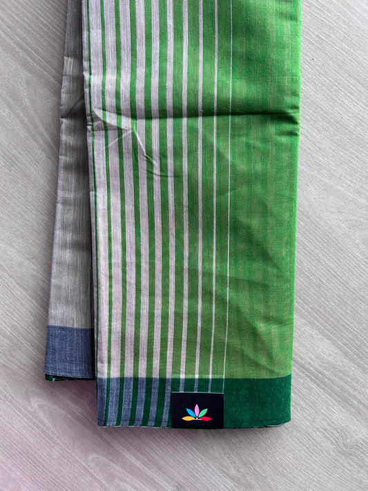 Contrast Striped Cotton Saree - 35358