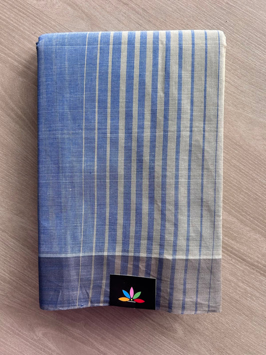Contrast Striped Cotton Saree - 35360