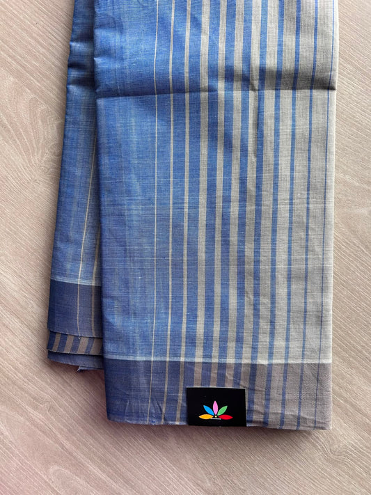 Contrast Striped Cotton Saree - 35360