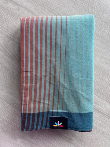 Contrast Striped Cotton Saree - 35361