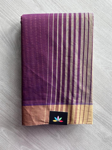 Contrast Striped Cotton Saree - 35362