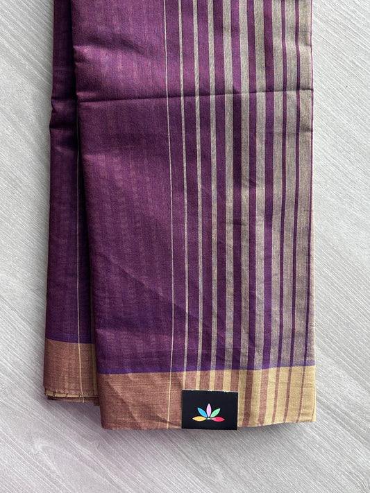 Contrast Striped Cotton Saree - 35362