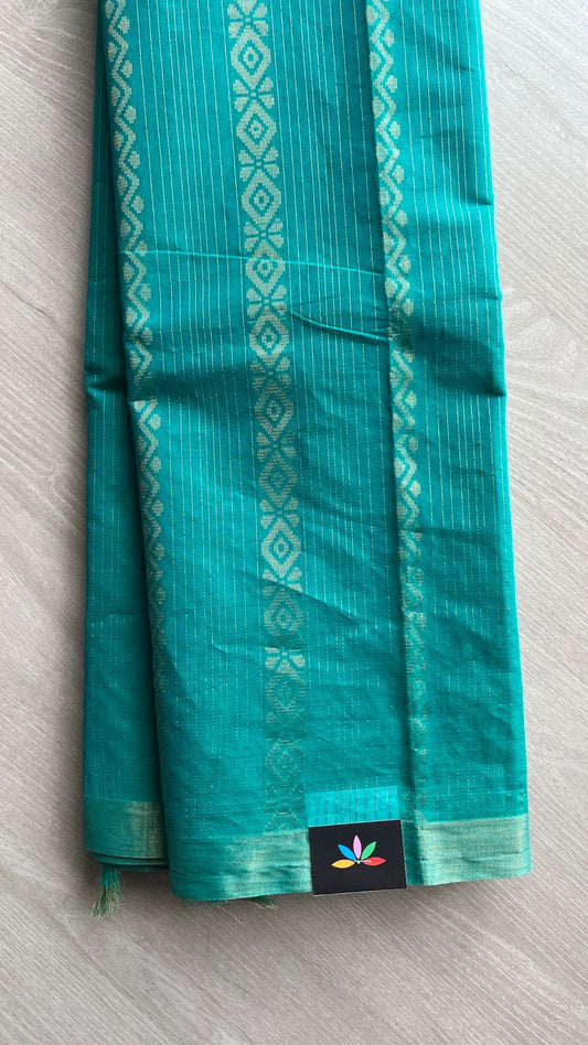 The Tranquil Edit – Elegant Zari Vertical Pattern Cotton Saree-25389