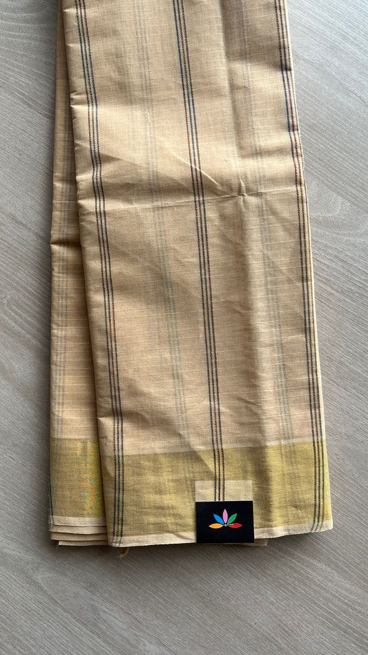 The Linear Edit - Simple Multi-color Line Cotton Saree -25399-25400