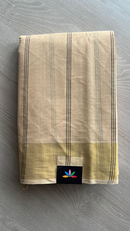 The Linear Edit - Simple Multi-color Line Cotton Saree -25399-25400