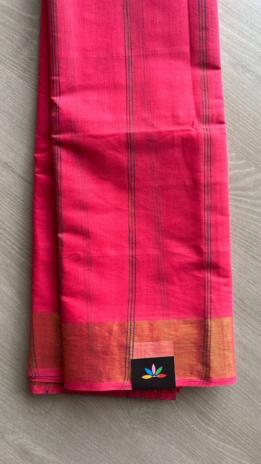 The Linear Edit - Simple Multi-color Line Cotton Saree -25407-25408