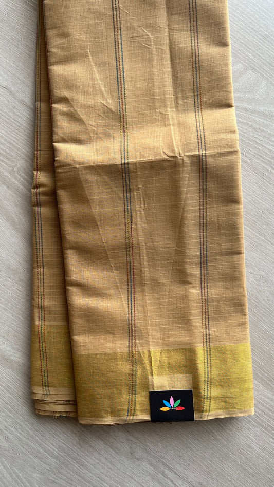 The Linear Edit - Simple Multi-color Line Cotton Saree -25409-25410