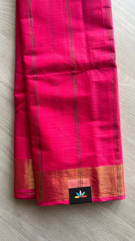 The Linear Edit - Simple Multi-color Line Cotton Saree -25411-25412