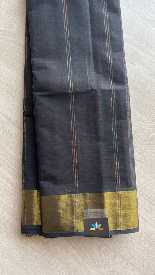 The Linear Edit - Simple Multi-color Line Cotton Saree -25416-25419