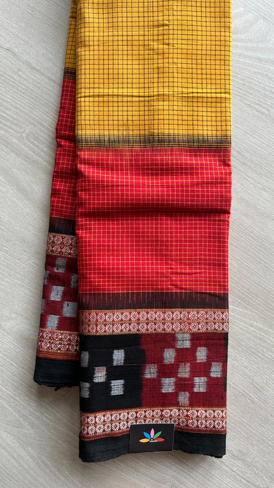 Authentic Tradition Play – Handloom Sachipar Cotton with Pasapalli Border Saree - 25443