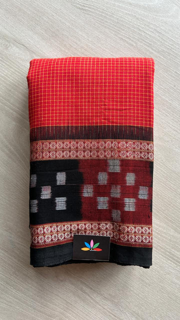 Authentic Tradition Play – Handloom Sachipar Cotton with Pasapalli Border Saree - 25443
