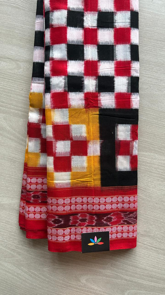 Authentic Tradition Play – Handloom Pasapalli Sambalpuri Ikkat Cotton Saree - 25444