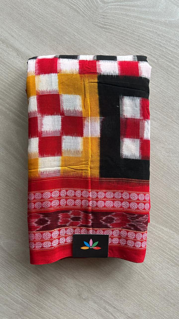 Authentic Tradition Play – Handloom Pasapalli Sambalpuri Ikkat Cotton Saree - 25444