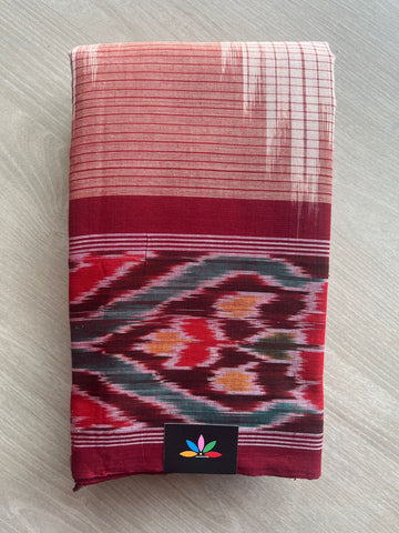 Peach Blush Handloom Orissa Ikkat Cotton Saree (Without blouse) - 32051