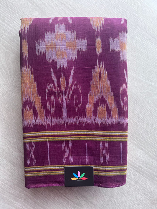 Palatinate Purple Handloom Orissa Ikkat Cotton Saree (Without blouse) - 32055