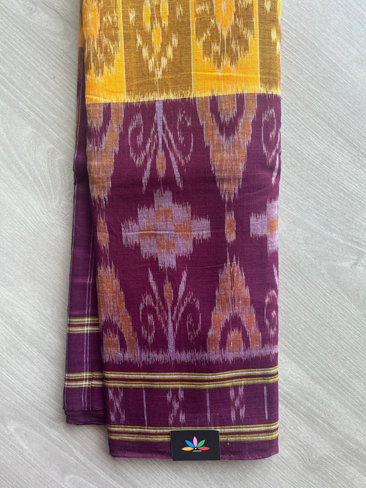 Palatinate Purple Handloom Orissa Ikkat Cotton Saree (Without blouse) - 32055