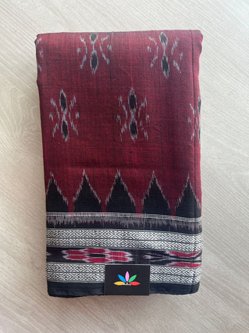 Maroon Oak Handloom Orissa Ikkat Cotton Saree (Without blouse) - 32061