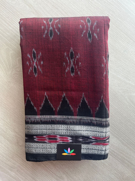 Maroon Oak Handloom Orissa Ikkat Cotton Saree (Without blouse) - 32061