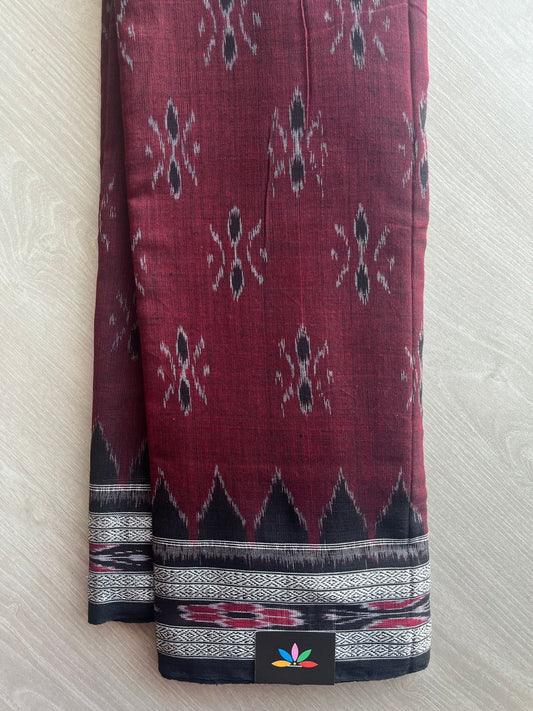Maroon Oak Handloom Orissa Ikkat Cotton Saree (Without blouse) - 32061