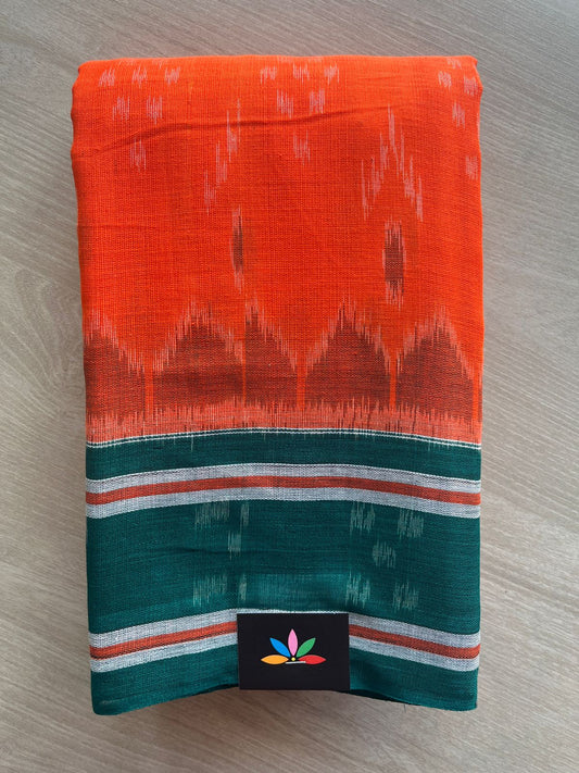 Vermilion Shade Handloom Orissa Ikkat Cotton Saree (Without blouse) - 32063