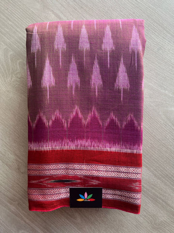 Dark Mauve Shade Handloom Orissa Ikkat Cotton Saree (Without blouse) - 32065