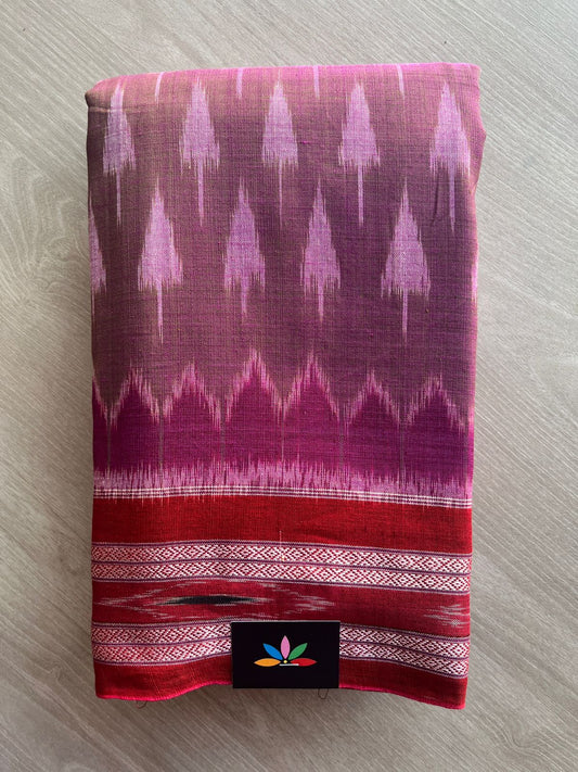 Dark Mauve Shade Handloom Orissa Ikkat Cotton Saree (Without blouse) - 32065