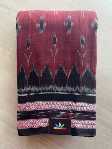 Maroon Oak Handloom Orissa Ikkat Cotton Saree (Without blouse) - 32067