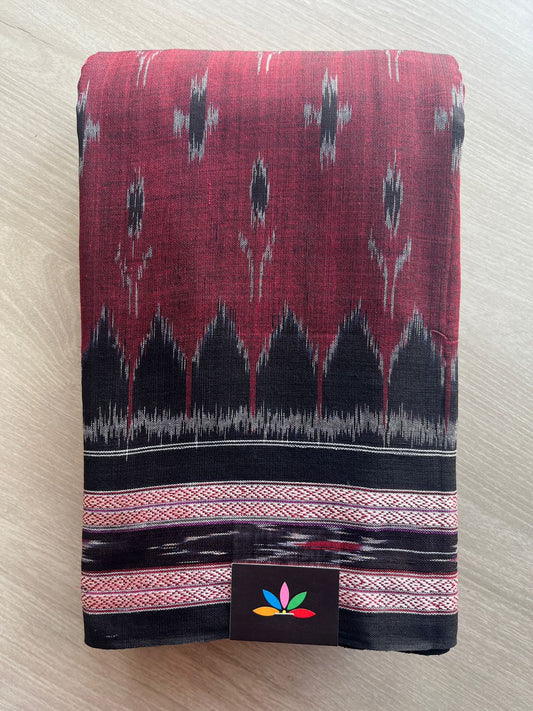 Maroon Oak Handloom Orissa Ikkat Cotton Saree (Without blouse) - 32067