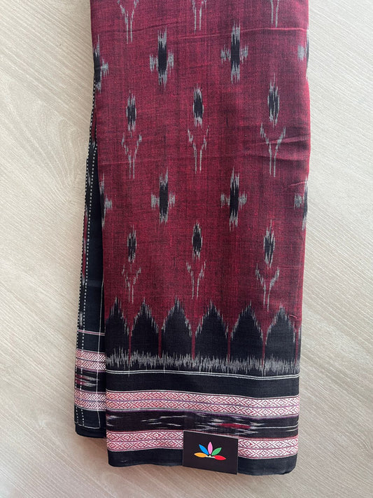 Maroon Oak Handloom Orissa Ikkat Cotton Saree (Without blouse) - 32067
