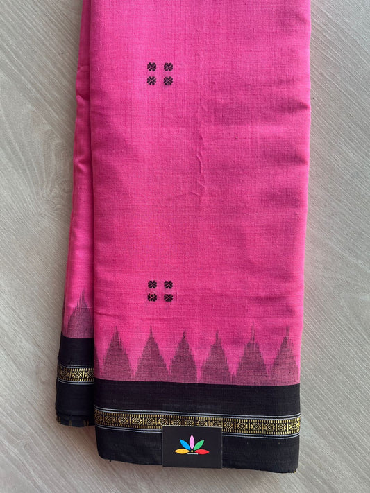 Hot Pink Handloom Orissa Ikkat Cotton Saree (Without blouse) - 32073