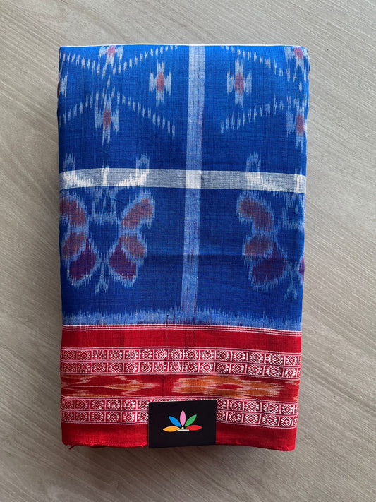 Sapphire Blue Handloom Orissa Ikkat Cotton Saree (Without blouse) - 32081