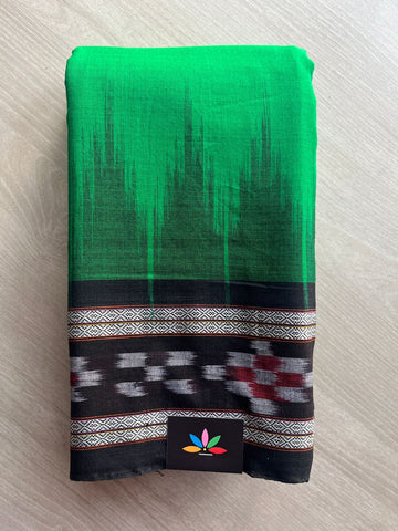 Tealish Green Handloom Orissa Ikkat Cotton Saree (Without blouse) - 32088