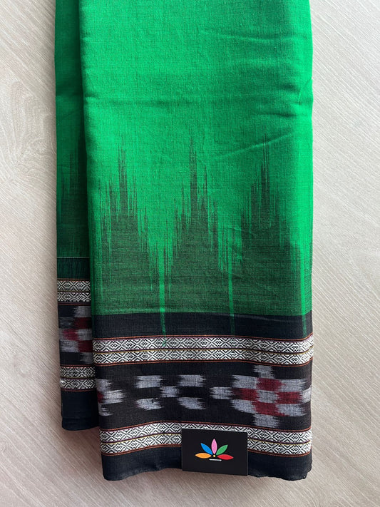 Tealish Green Handloom Orissa Ikkat Cotton Saree (Without blouse) - 32088