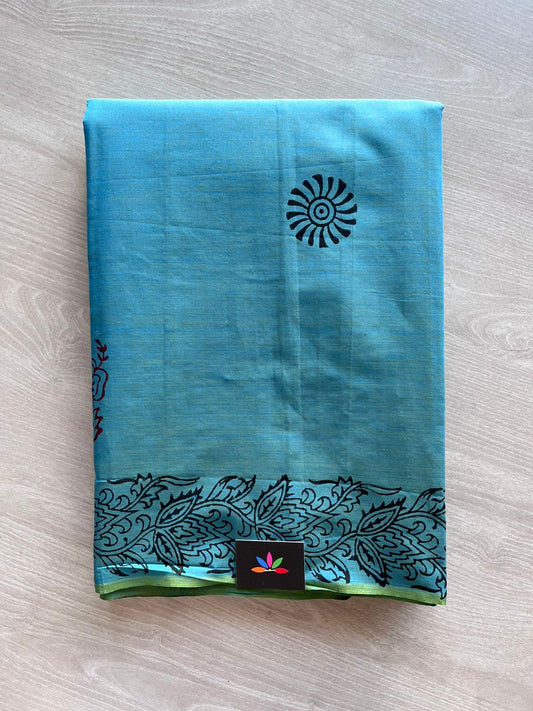 Block Printed Poly Cotton Saree -10899