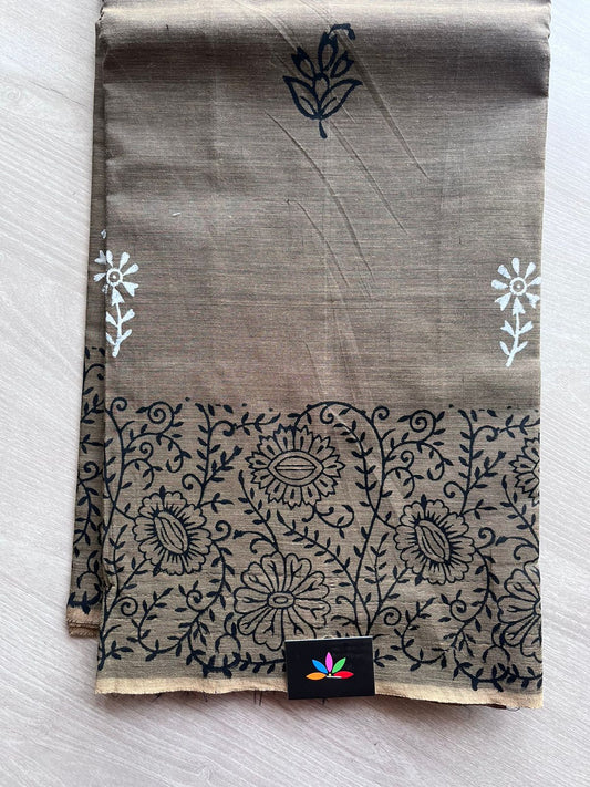 Block Printed Poly Cotton Saree - 10904 - 10905