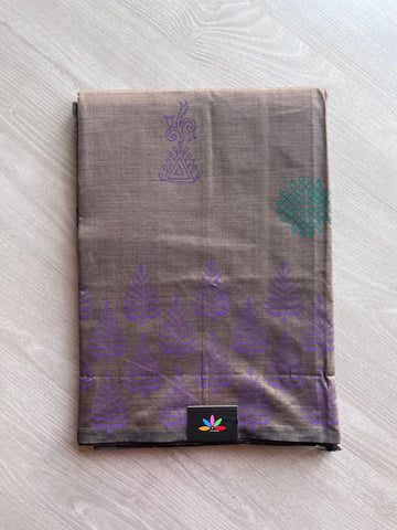 Block Printed Poly Cotton Saree - 10910 -10911