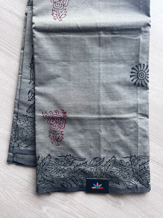 Block Printed Poly Cotton Saree -10924 -10925