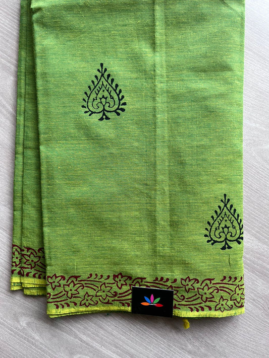 Block Printed Poly Cotton Saree -10926 - 10927